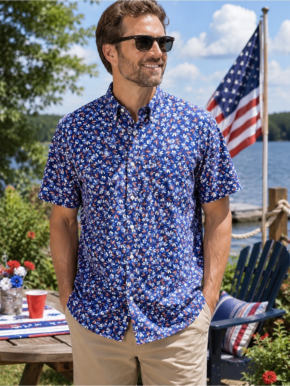 Crown & Ivy Classic Fit Men’s Button Down Shirt LT – Floral Print | EUC